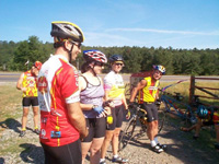 Road Bikers taking off